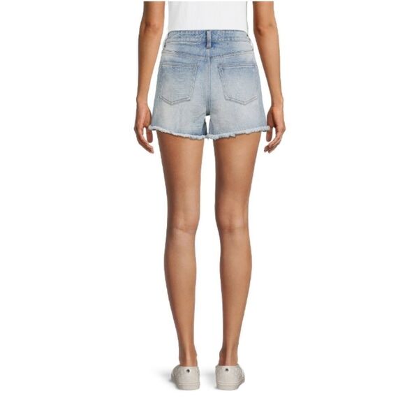 Women's High Rise Frayed Hem Destructed Vintage Denim Short - Picture 5 of 6